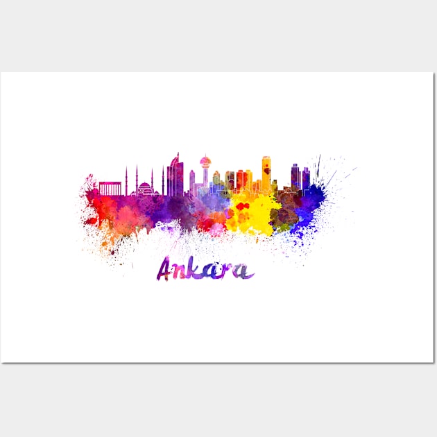 Ankara skyline in watercolor Wall Art by PaulrommerArt